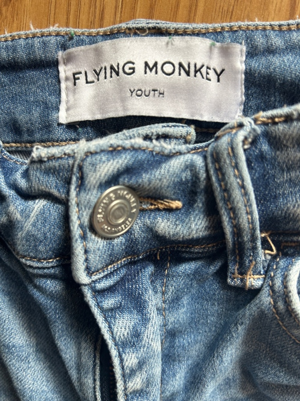 Flying Monkey Light Blue Distressed Flare High Rise Jeans YOUTH Girls 14 - Picture 2 of 6